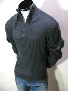 Calvin Klein Sweater Mens L Gray Classic Fit Knit 100% Cotton 1/4 Zip Pullover - Picture 1 of 11