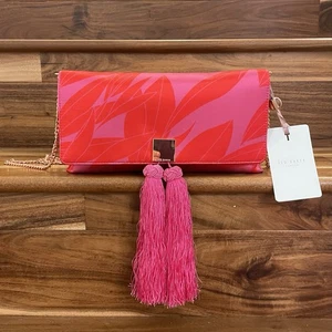 Ted Baker London Sour Cherry Tassel Evening Bag Bright Pink Rose Chain Strap - Picture 1 of 20