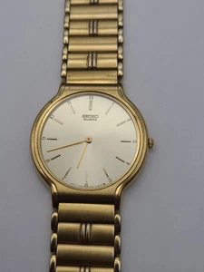Vintage Seiko Watch Men Champagne Dial Gold Tone Round 5Y30-7019 New Battery - Picture 1 of 13