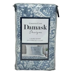 Charter Club Damask Designs Paisley Quilted EURO Sham Blue - Picture 1 of 5