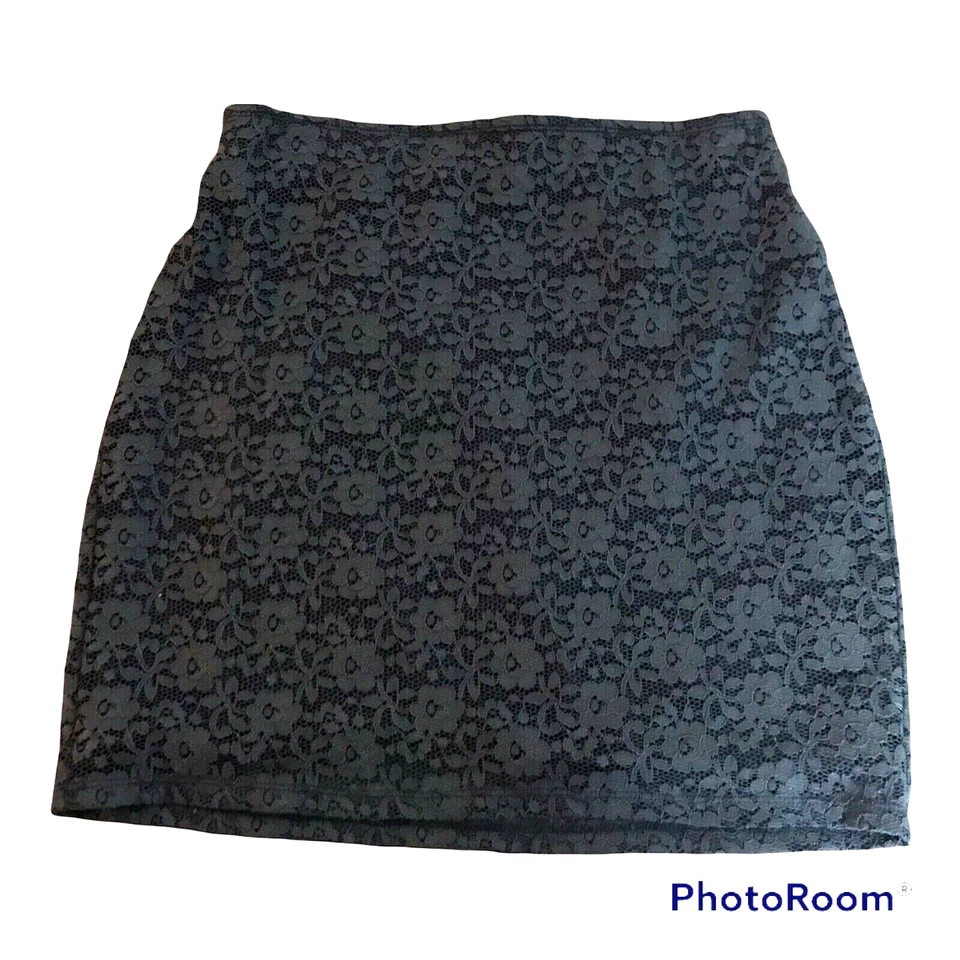 Falda Hollister Floral Encaje Mini Pull On Elastizada Azul Marino Falda Lápiz Talla M Foto 1 de 4