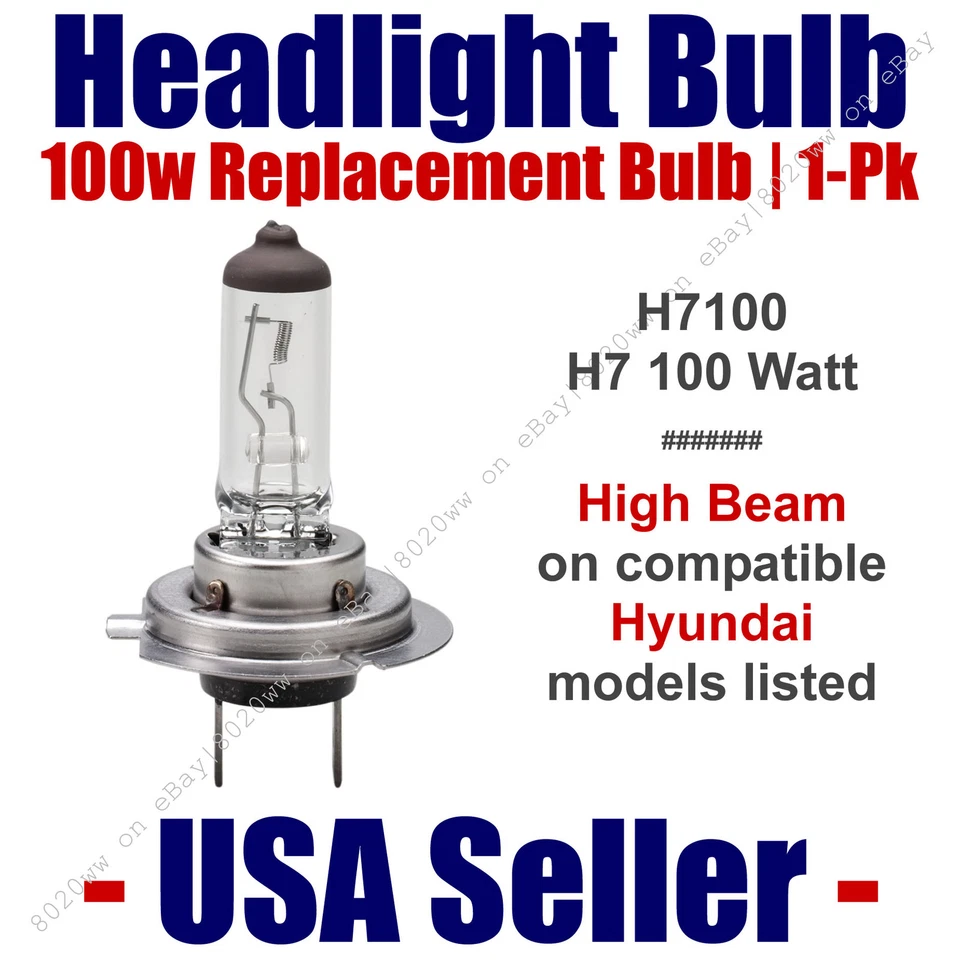 Headlight Bulb High Beam 100 Watt Upgrade 1pk Fits Listed Hyundai Models H7 100 - Image 1 of 1
