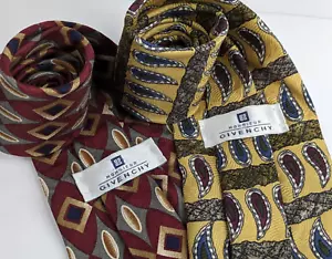 LOT 2!👌🏼Vintage Silk Ties Monsieur Givenchy Mens NeckTie Luxury Classy Paisley - Picture 1 of 11