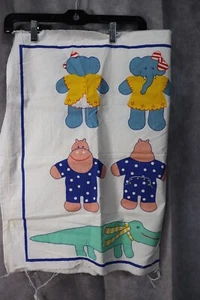Vintage 23.5 X 34" Unused Fabric Animals Elephant Bear Hippo & Alligator - Picture 1 of 3