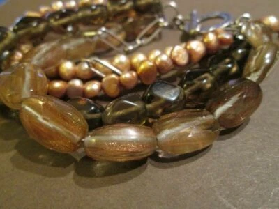 Silpada Copper Pearls Smoky Quartz 925 Sterling Tassel Toggle Bracelet B1412 - Image 1 of 4