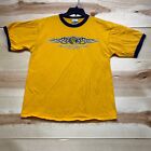 Vintage New York Shirt groß gelb blau kurzärmeliger Ringer Las Vegas