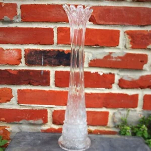 Scalloped Edge Tall Glass Bud Vase 16" tall - Picture 1 of 4