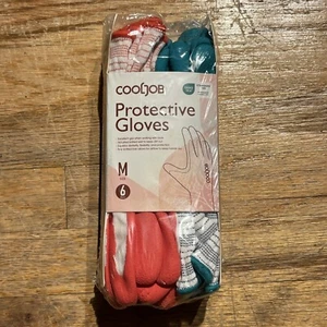 Cooljob Gloves Protective Gloves 6 Pack Size Medium Red/Green OEKO TEX ART.F132D - Picture 1 of 6