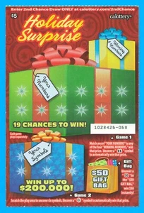 2015 California lottery scratch ticket expired UNSCRATCHED Holiday Surprise Xmas - Picture 1 of 2