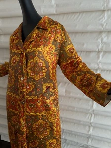 Cappotto giacca spolverino vintage anni 60 70 MOD accappatoio paisley raso chic signora Roper XL XXL - Foto 1 di 3