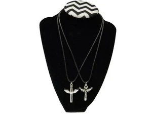 2pcs. Men Women Cross Pendant Necklace Stainless Crucifix Black Adjustable Card - Picture 1 of 3