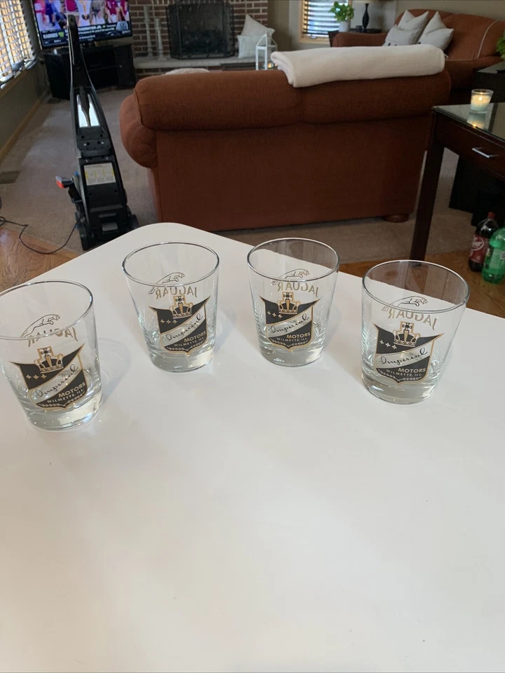 Vintage Imperial Motors Jaguar XKE VW Aston Dealer Wilmette Illinois Rock Glass - Image 1 of 4