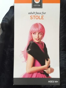 NWT Women's Adult FAUX FUR STOLE Halloween Cape Scarf Costume Black one size - Picture 1 of 4