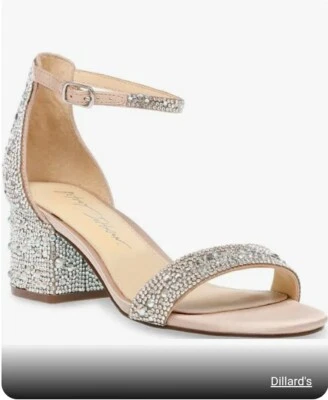 Blue by Betsey Johnson Mari Rhinestone Block Heel Dress Sandals Women's Size 6 W - Image 1 of 4