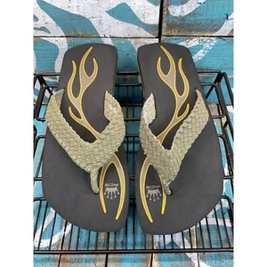 Vintage Nike ACG Woven Leather Flip Flops Flame Super Rare Mens Sz 6/W 7.5 - Picture 1 of 7