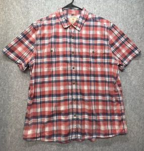 Ruff Hewn Shirt Men's Size XL Red Blue Plaid Short Sleeve Button Up Casual - Picture 1 of 11