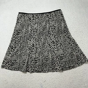 Worthington Women's 14 Black White Leopard Print A-Line Skirt Lined Side Zipper - Picture 1 of 14