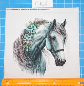 Bloque de acolchado de costura panel tela 100 % algodón caballo 8"x8" A108 - Imagen 1 de 2