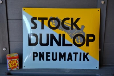 Plaque émaillée DUNLOP  stock pneus enseigne enamel sign emailschild - Photo 1/4