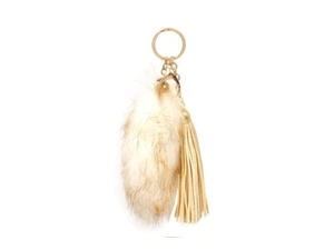 Brown Faux Fur Tail and Suede Tassel Drop Keychain - Picture 1 of 2