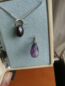 Monet Black Pearl + Amethyst Interchangeable Necklace New in Box Macy's Vintage - Picture 1 of 12