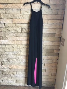SEQUIN HEARTS JUNIORS HALTER A-LINE GOWN BLACK/PINK LONG DRESS SIZE PPLUS - Picture 1 of 11