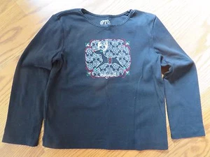 Camisa Top Carters Niñas Negra Bordada Reno Mangas Largas Talla 5 Usada en Excelente Condición - Imagen 1 de 3