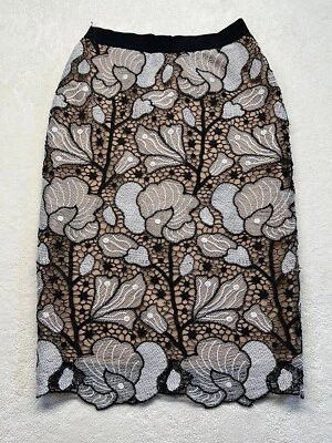 Falda lápiz de malla negra y beige BCBG Maxazria talla pequeña Foto 1 de 4