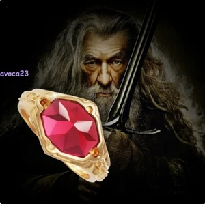 The Lord of the Rings Gandalf Ring LOTR Narya Fire Red Cosplay Prop Collection - Picture 1 of 5