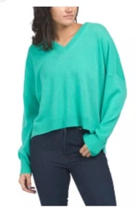 Neu 360 Cashmere grün Kaschmir V-Ausschnitt Pullover Gr. XS Oversized Damen Neu mit Etikett - Bild 1 von 8