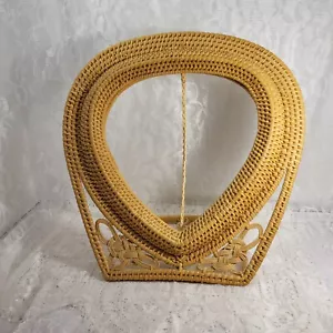Vintage Rattan / Wicker Retro Mirror/Picture Frame Only BOHO - Picture 1 of 10