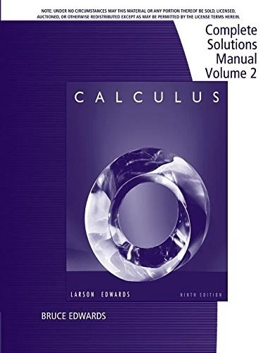COMPLETE SOLUTIONS MANUAL VOLUME 2 FOR CALCULUS By Ron Larson; Bruce H. Edwards - Image 1 of 1