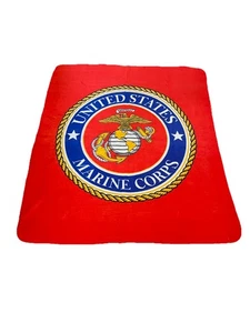 United States US MARINE CORPS Throw Blanket 48"x57" Red Blue Circle Thin Fleece - Picture 1 of 9