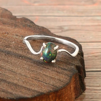 Anillo de ópalo de plata esterlina 925 anillo ajustable de ópalo natural anillo de piedras preciosas J-602 Foto 1 de 2