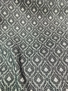 Gray Black Thai-Laos Silk Damask Traditional Fabric BTY Formal Skirts Dress - Picture 1 of 4