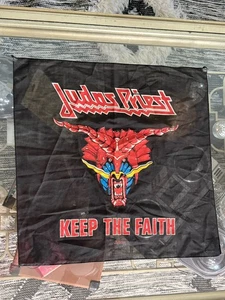 Bandana vintage Judas Priest Keep The Faith 1984 hecha en EE. UU. Heavy Metal Glam - Imagen 1 de 10
