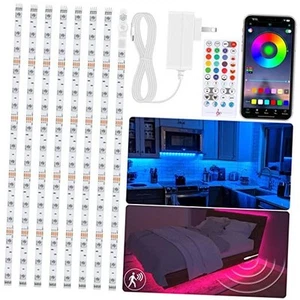 8 PCS Motion Sensor RGB Under Cabinet Lights Kit, App and Remote Control Led  - Picture 1 of 7