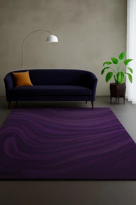 Tappeto moderno viola vortice - tappeto con motivo a onde astratte, viola di ... - Immagine 1 di 2