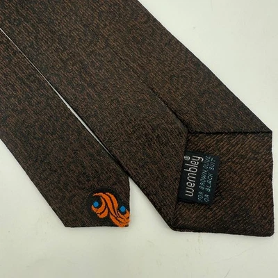 Wembley Vintage Mens Tie Brown Woven Textured Formal Necktie Business Casual - Image 1 of 4