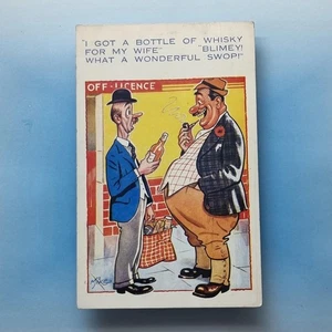 Cómic Postal C1935 Botella de Whisky Esposa Pipa Intercambio Eire Sello - Imagen 1 de 2