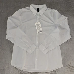 🔥NWT Men’s Lululemon New Venture Classic-Fit LS Shirt – LARGE – Wht/Blu Stripe - Picture 1 of 16