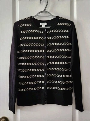 Cárdigan Charter Club Mujer Talla M Dorado Detalle Brillo Negro Manga Larga Rayón Foto 1 de 4