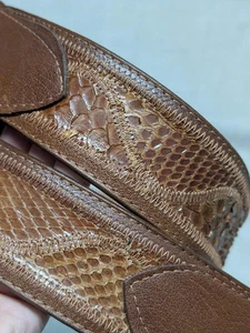 Cinturón hebilla vintage NOCONA piel de serpiente cuero marrón 32 vaquero Western rodeo - Imagen 1 de 14