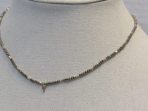 Gold Tone Micro Bead Choker Collar Necklace Thunderbolt Retro Dainty Preppy - Picture 1 of 13