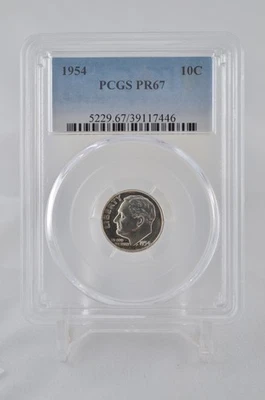 PR67 1954 PCGS GRADED PROOF SILVER ROOSEVELT DIME RARE UNCIRCULATED COIN - Image 1 of 4