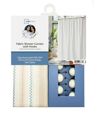 Mainstays by Becky G. & Alejandra Juego de cortinas de ducha de tela a rayas de 13 piezas Foto 1 de 4