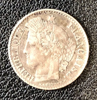 Moneda de 20 céntimos de plata mundial 1850-a Francia grado superior! Foto 1 de 2