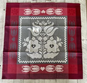 SET OF 4 Le Jacquard Francais Primrose Bordier Napkins Red Gray Floral Heart NWT - Picture 1 of 4