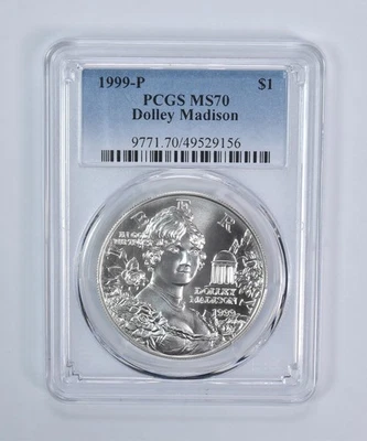 1999-P Dolley Madison Commemorative Dollar MS70 PCGS Blue Label *7079 - Image 1 of 4