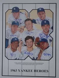 63 YANKEES HEROES AUTOGRAPH 18 X 24 PHOTO PSA/DNA KUBEK - Image 1 of 1